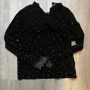 Lucy & Yak Black Blouse with White Dots